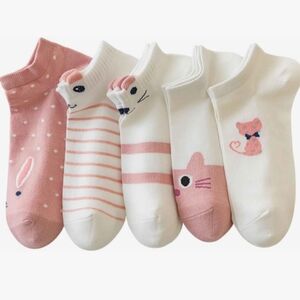 5 Pairs Cat Socks  kawaii animal ankle socks #New
